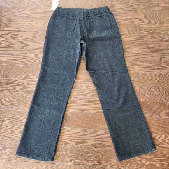 NWT Coldwater Creek Women’s Black Denim Jeans Size 16 Straight Leg Contour Waist - Picture 2 of 11